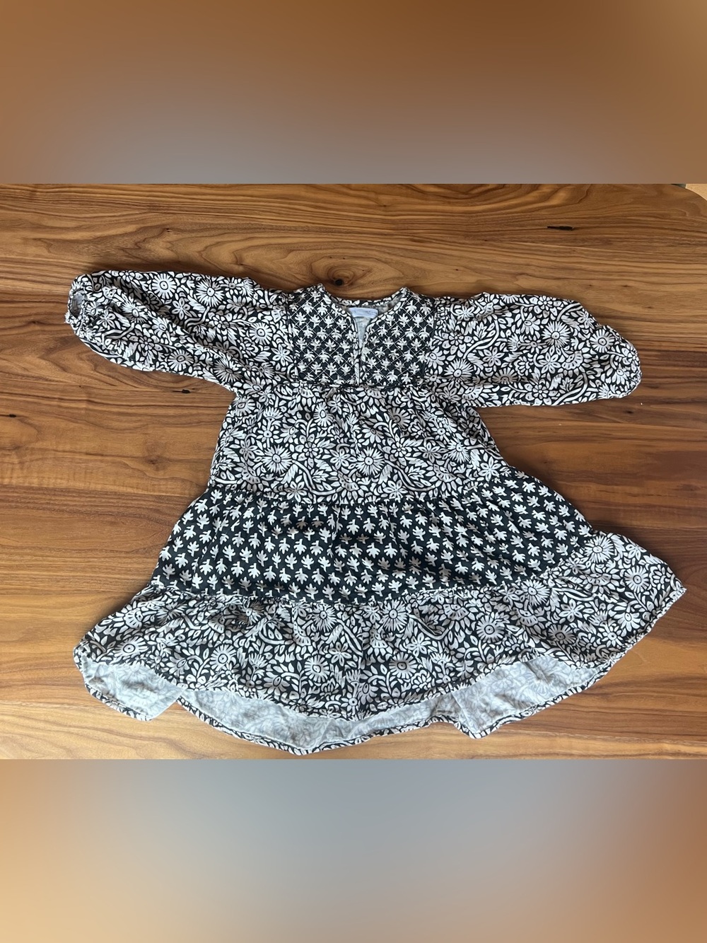 Zara Black and White Floral Tiered Girls' Dress
